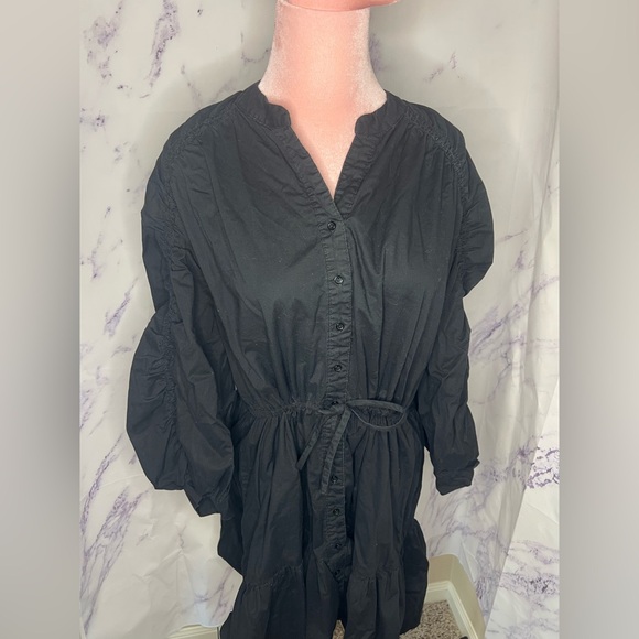 Aster The Label Black Ruched Shirt Dress Sz M - Picture 3 of 8